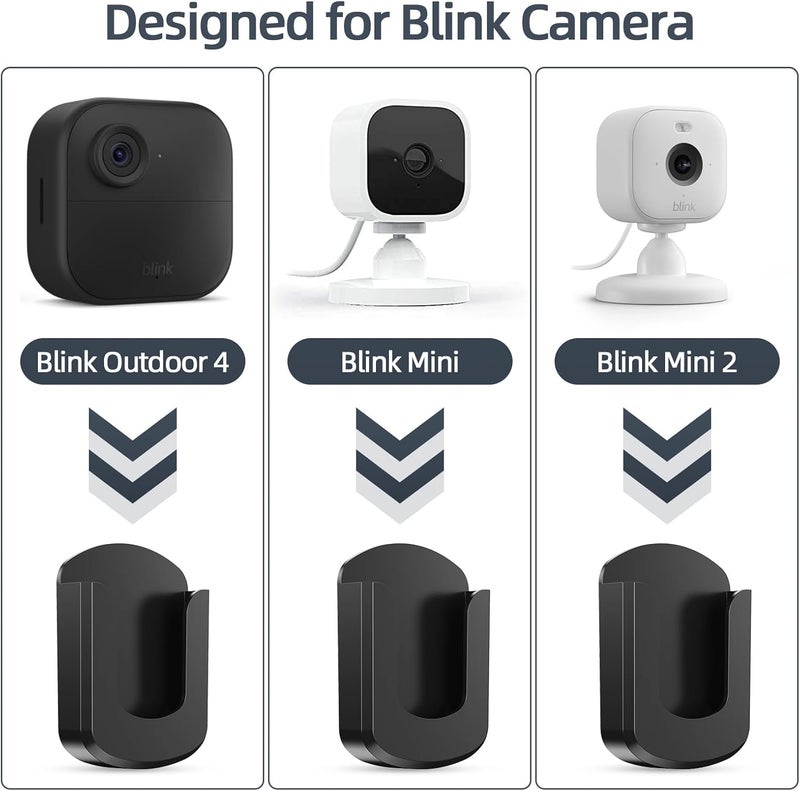 HOGEE 3 Pack Blink Camera No Drilling No Screws Wall Mount Bracket, Adhesive Blink Outdoor Camera Mount for Blink Outdoor 4 /Blink Mini/Mini 2 /Blink Indoor Cameras, Easy to Install (Black) - Image 2